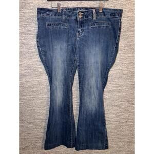 Amethyst Jeans Women's 16 Blue Flare Bootcut Stretch Embellished Pocket Y2K Vtg